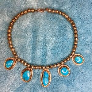 Estate sale, Elegant Sterling Silver and Turquoise Native American Necklace